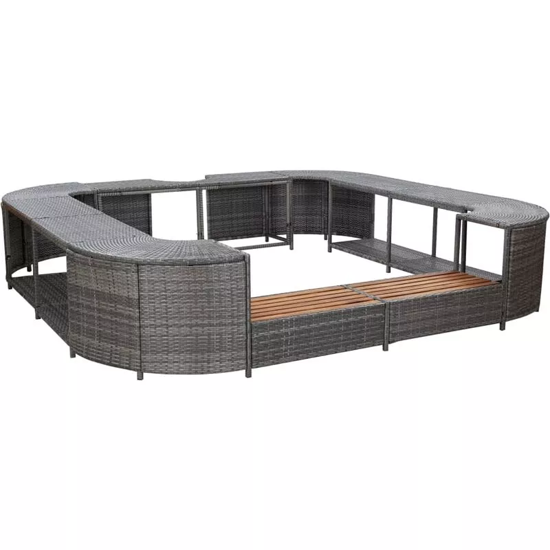 Borde de bañera hidromasaje cuadrado ratán pe gris 268x268x55cm Vidaxl Gris barato