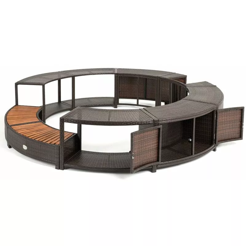 Borde de madera diseño ratán marrón para spa hinchable redondo ø 180 cm barato