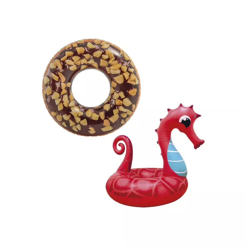 Boya inflable de donuts de chocolate de 114 cm de diámetro - Boya inflable de caballitos de mar de 91 cm barato