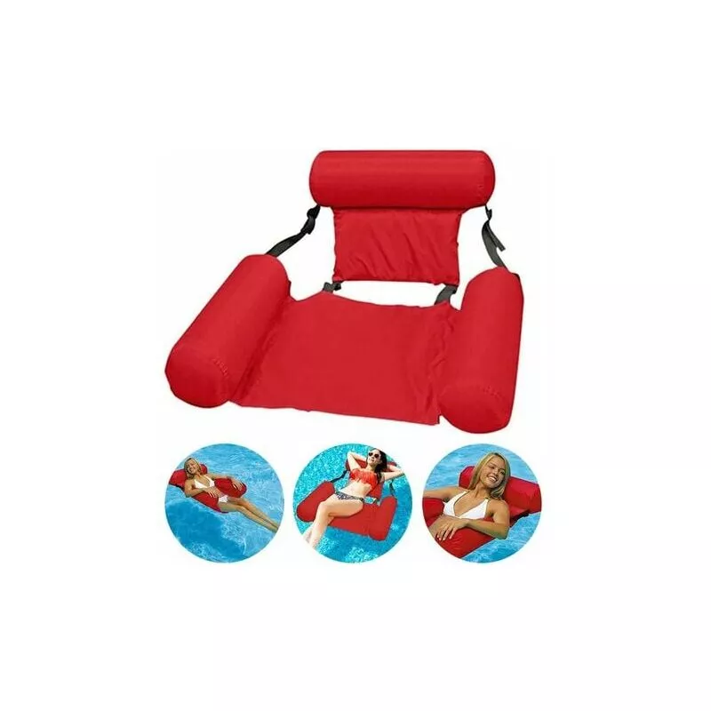 COAKQ Piscina Hamaca Tumbona Flotante Silla De Piscina Inflable Hamaca De Agua Flotante Plegable Hamaca Flotante Reclinable Para Adultos - Rojo CRUEL barato