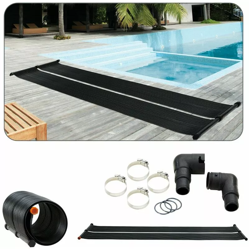 Calefacción Solar Batería Solar Calefacción de Piscinas Alfombra Solar 66x300 cm - Negro - Arebos barato