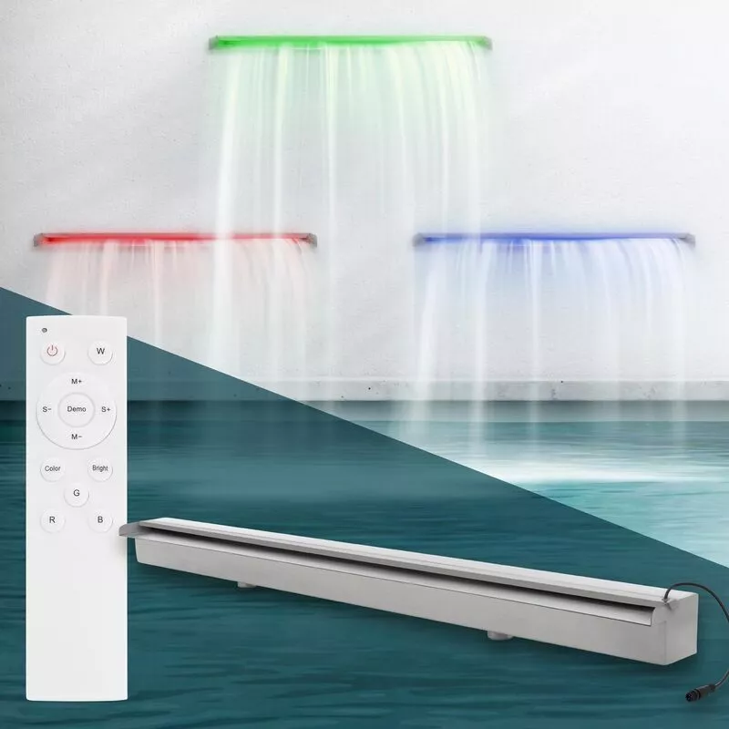 Cascada rectangular 120 cm acero inoxidable con luz led rgb para piscina jacuzzi barato