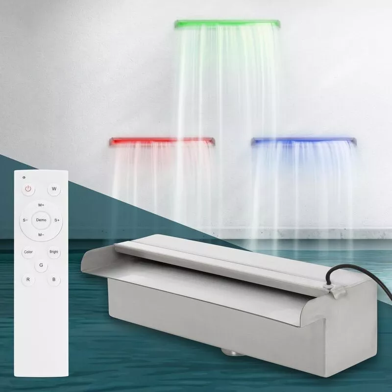 Cascada rectangular 30 cm acero inoxidable con luz led rgb para piscina jacuzzi barato