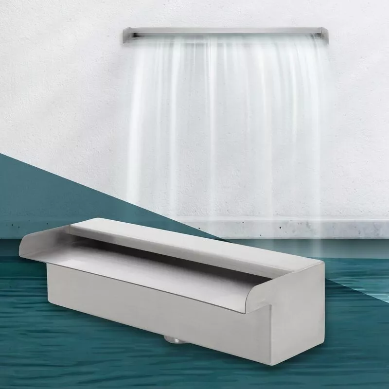 Cascada rectangular 30 cm acero inoxidable para piscina jacuzzi fuente estanque barato