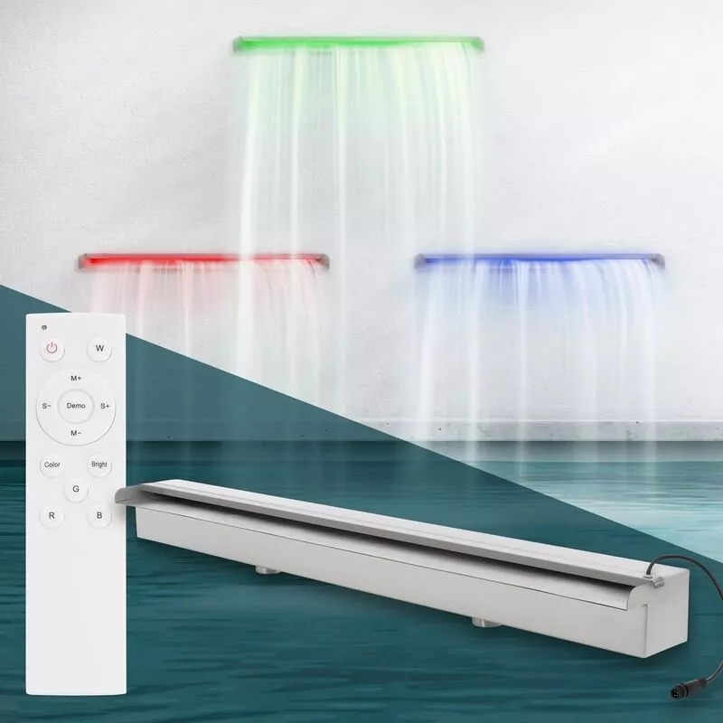 Cascada rectangular 90 cm acero inoxidable con luz led rgb para piscina jacuzzi barato