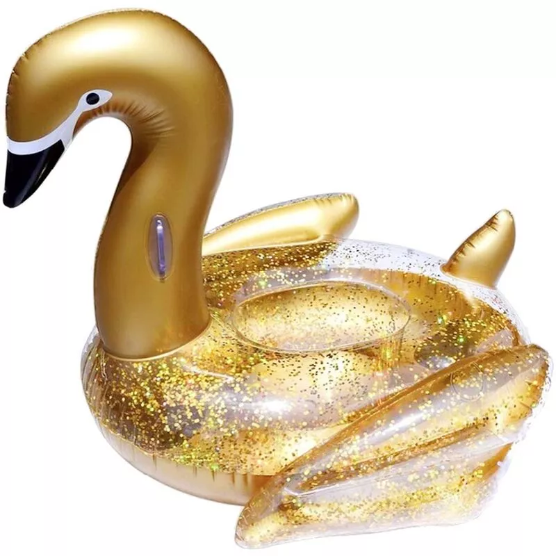Cisne hinchable con purpurina dorada 122 cm barato