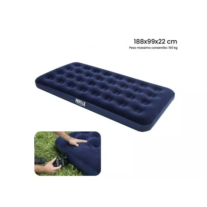 Colchón inflable único airbed azul floccato más 188x99x22cm campings 67001 barato