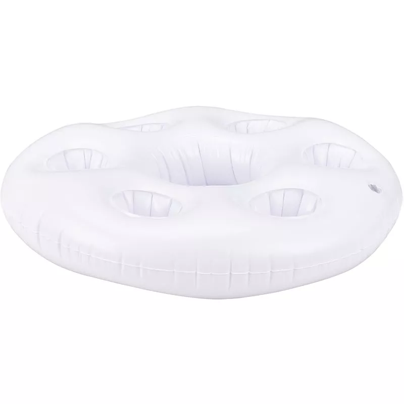 Colchoneta bandeja hinchable de piscina - bar flotante - con soporte para 6 vasos y 1 botella/cubo - blanco - barato