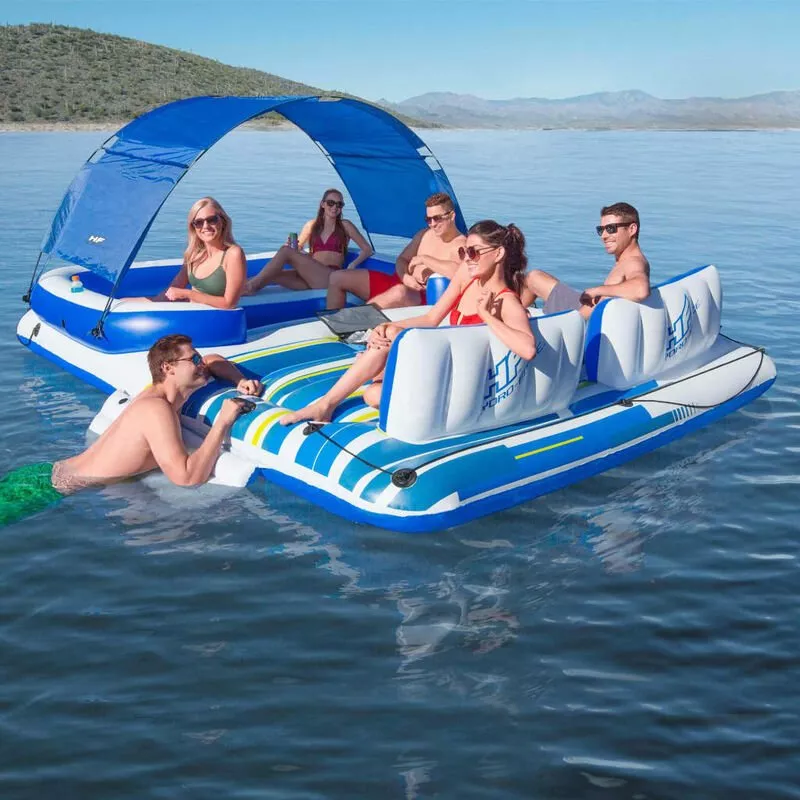 Colchoneta isla inflable de piscina 389x274 cm - Blanco - Bestway barato