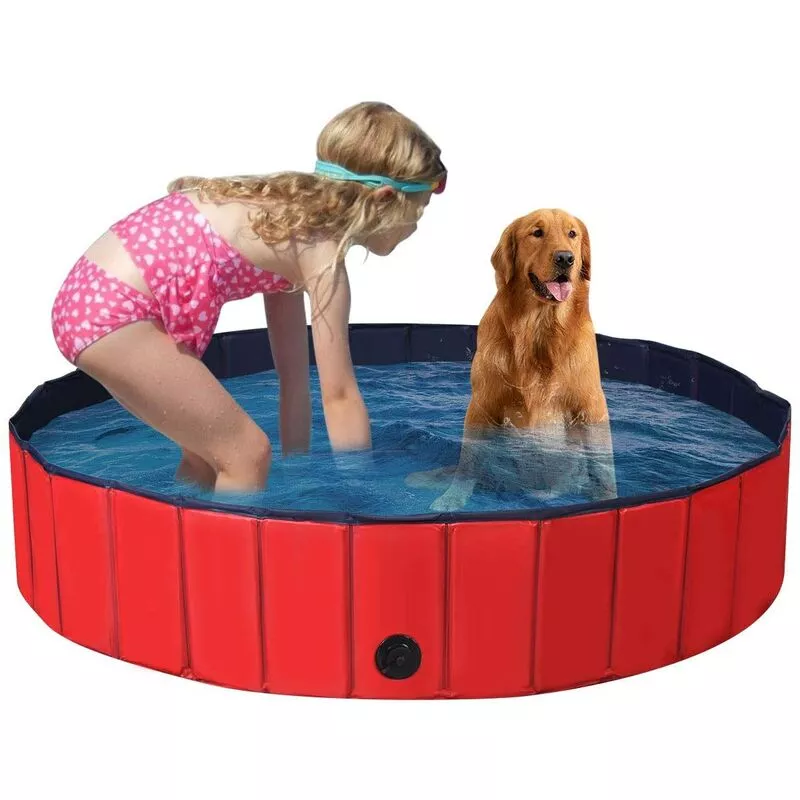 Costway - Bañera Plegable para Mascotas Portátil Piscina para Perros Gatos de PVC Piscina para Niños para Interior Exterior (140x30cm