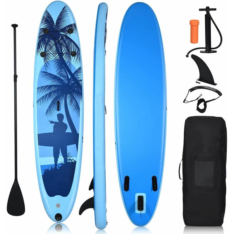 Costway - Tabla Hinchable Sup Board Paddle Surf 297X76X15Cm Con Remo De Ajustable/Bomba/Línea De Seguridad/Bolsa De Transporte Y Aleta Central Barato