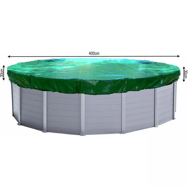Cubierta de piscina de invierno redonda 180g / m² para Poolsize 366 - 400 cm Dimensión de lona ø 460 cm Verde barato
