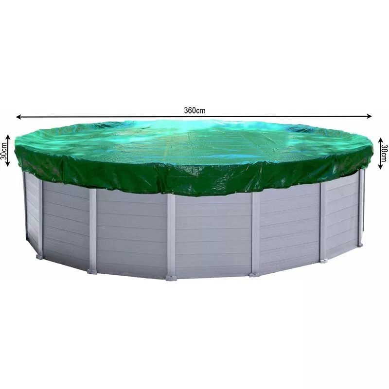 Cubierta de piscina de invierno redonda 180g / m² para piscina 320 - 366 cm Dimensiones de lona ø 420 cm Verde barato
