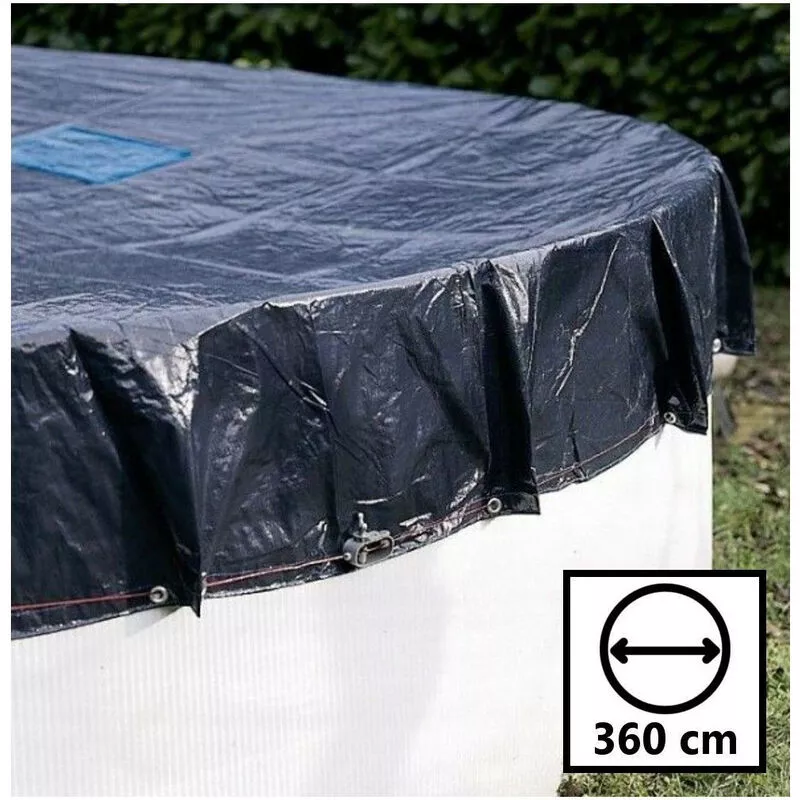 Cubierta de piscina redonda - diámetro 360 cm para piscina de 300 cm de diámetro - color azul y verde - 140g / m2 - red de drena barato