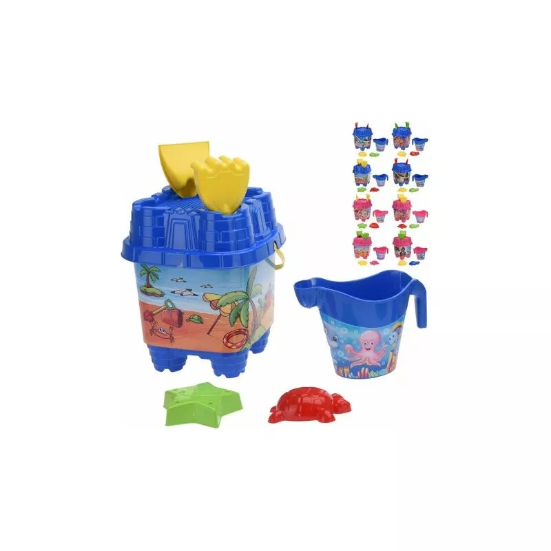 Cubo juegos playa castillo 7 piezas barato