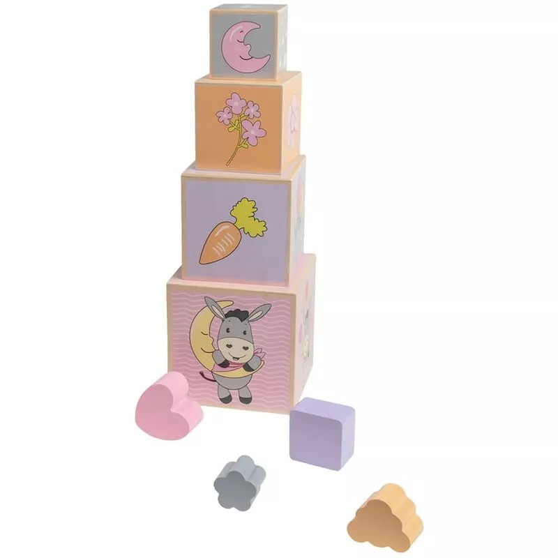 Cubos apilables de madera Donkey rosa/morado/naranja - Multicolor - Happy People barato