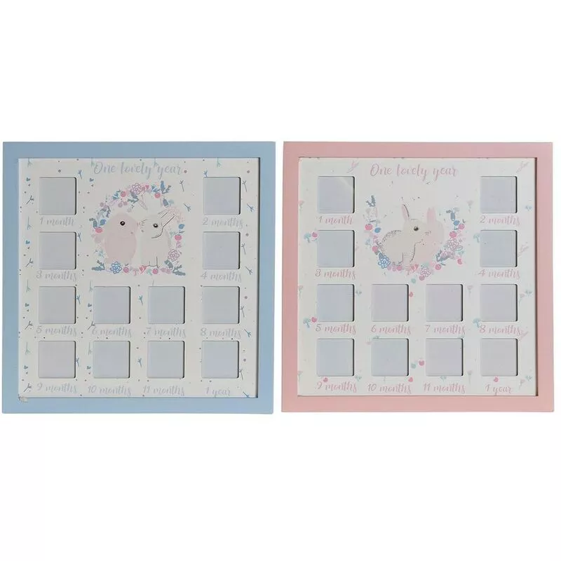 DKD Home Decor Marco de Fotos DKD Home Decor One Lovely Year Múltiple Madera MDF (2 pcs) (32 x 1.5 x 32 cm) barato