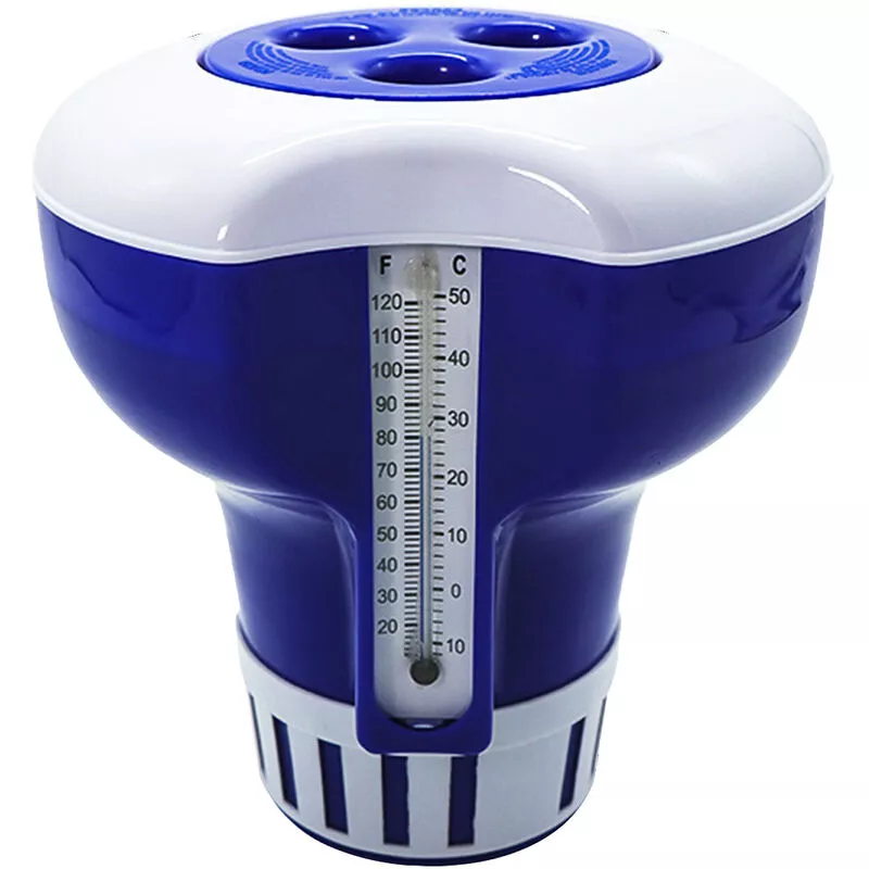 Dispensador de productos químicos para piscina de 7 pulgadas con termómetro