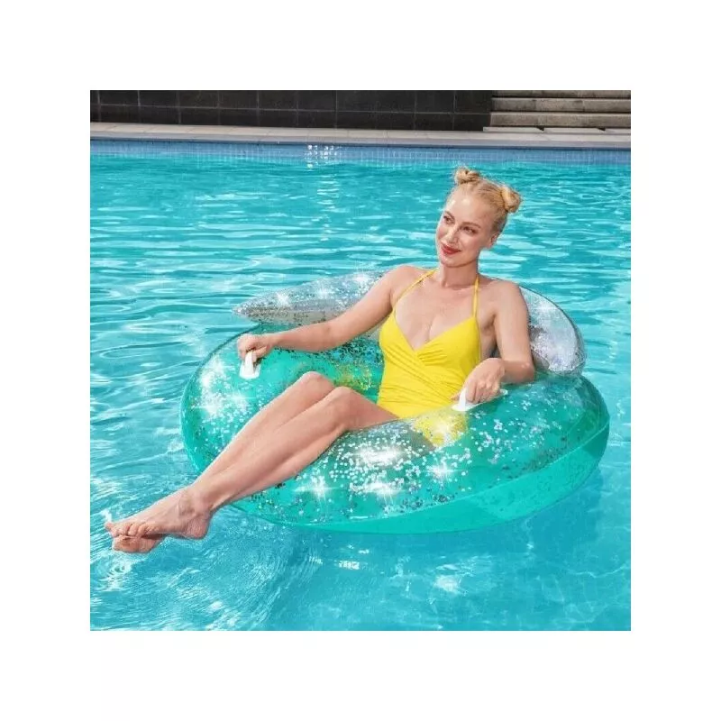 Donut inflable con brillo de ensueño 117 x 117 cm libbage con 2 manijas 43509 barato