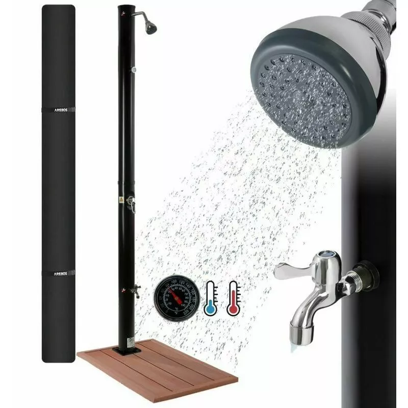 Ducha Solar 20 L Ducha De Jardín Ducha De Piscina Con Elemento De Suelo - Antracita / Negro - Arebos barato