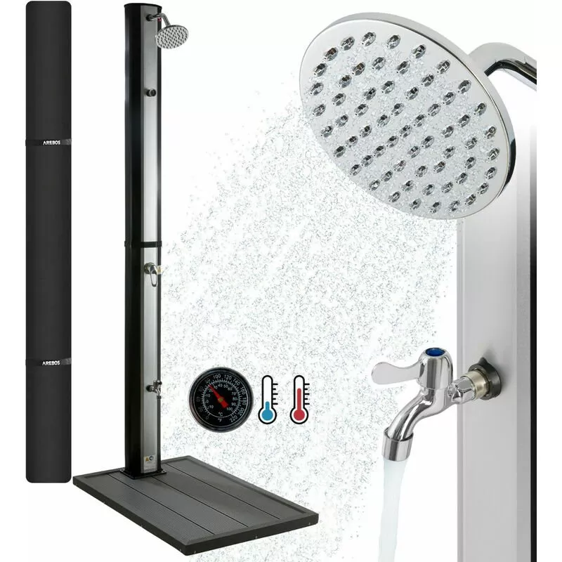 Ducha Solar 35 L Ducha De Jardín Ducha De Piscina Ducha Exterior Noir - Plata / Negro - Arebos barato