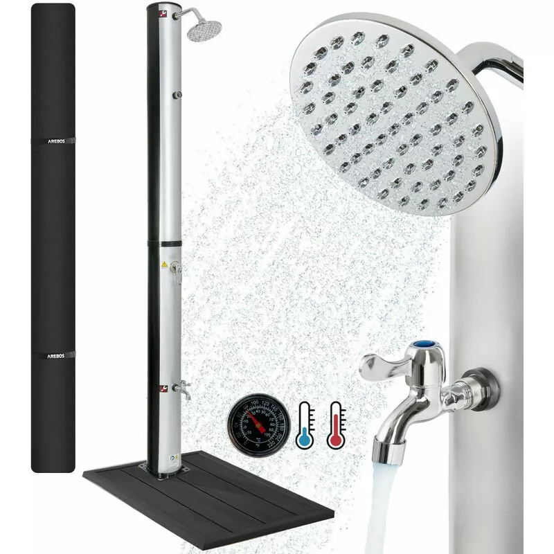 Ducha Solar 37 L Plata/Negro Forma Angular Alcachofa Ducha Elemento Suelo - Plata / Negro - Arebos En Oferta Ducha Solar 37 L Plata/Negro Forma Angular Alcachofa Ducha Elemento Suelo - Plata / Negro - Arebos Barato