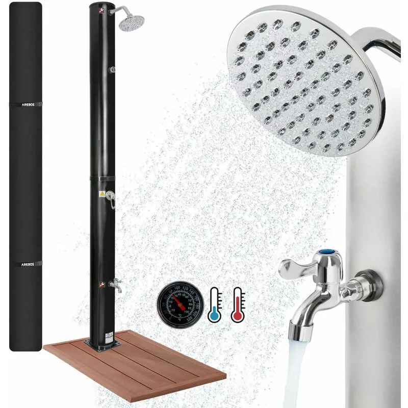 Ducha Solar 40 l Ducha De Jardín Ducha De Piscina Con Elemento De Suelo incl.Portada - Negro - Arebos barato