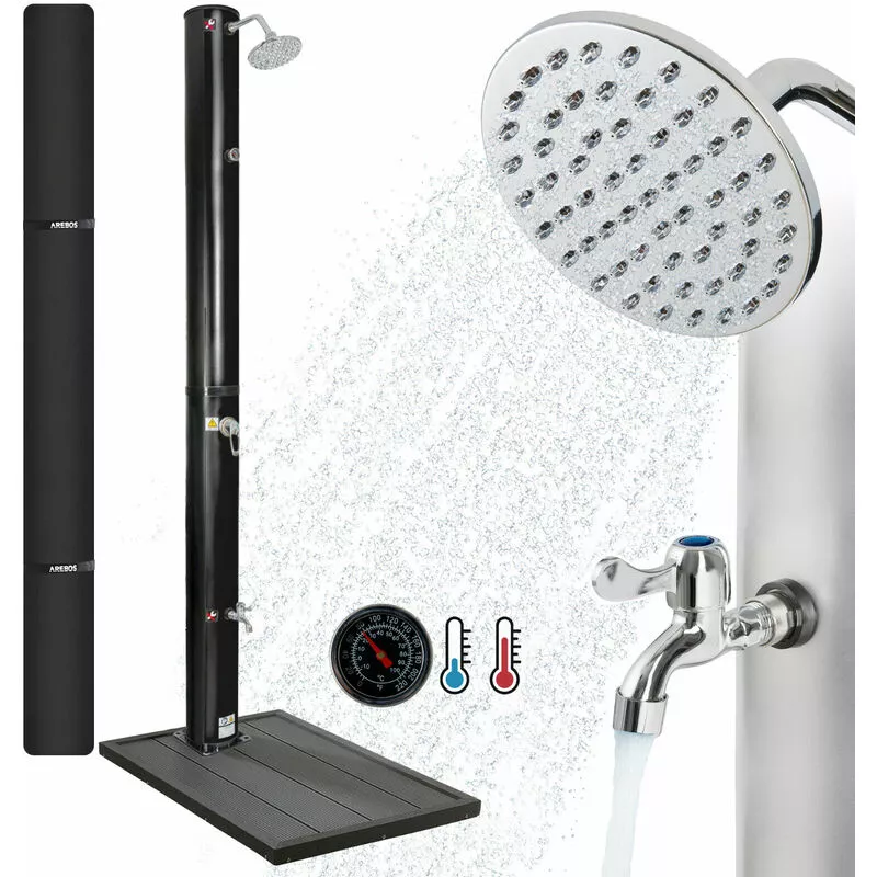 Ducha Solar 40 l Ducha De Jardín Ducha De Piscina Con Elemento De Suelo incl.Portada - Negro - Arebos barato