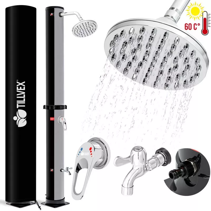 Ducha De Jardín 20 Litros (Negro-Plateado) - Cubierta Protectora Incluida | Ducha Solar Con Agua Caliente | Sin Conexión Eléctrica | Cabezal De Ducha En Oferta Ducha De Jardín 20 Litros (Negro-Plateado) - Cubierta Protectora Incluida | Ducha Solar Con Agua Caliente | Sin Conexión Eléctrica | Cabezal De Ducha Barato