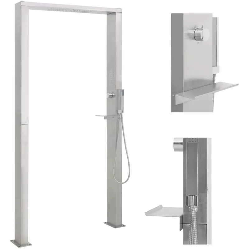 Ducha de exterior de acero inoxidable chorro doble - Plateado - Youthup barato