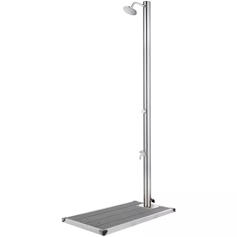 Ducha de jardín con base gris 220 cm acero inoxidable Vidaxl Gris barato