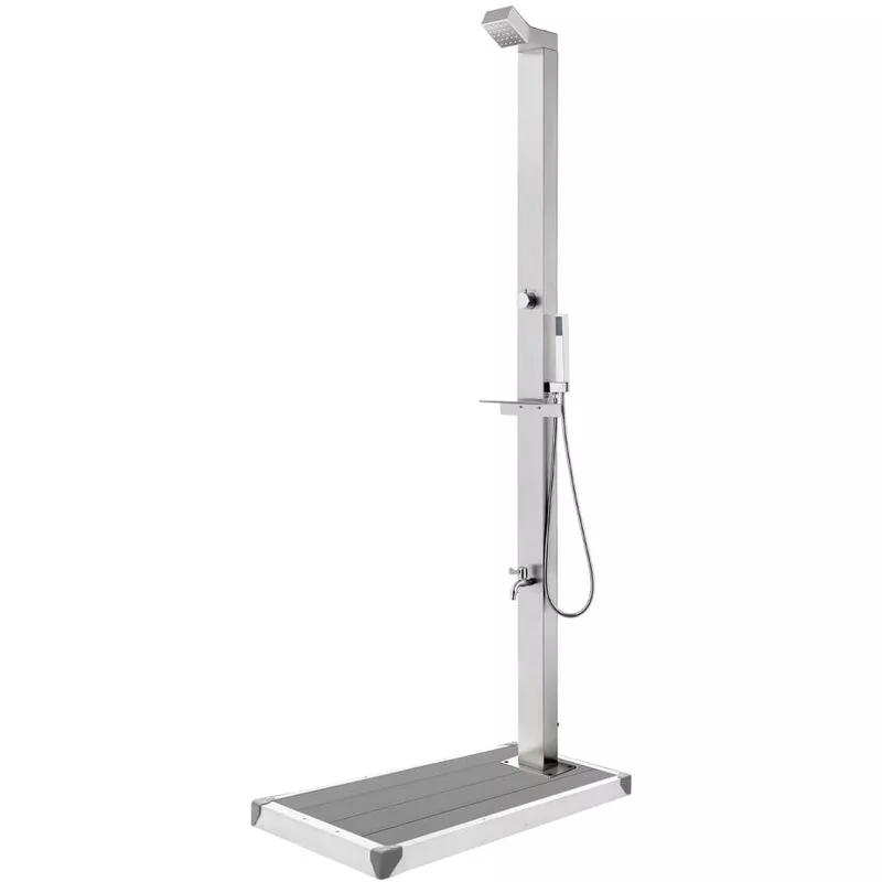 Ducha de jardín con base gris 225 cm acero inoxidable Vidaxl Gris barato
