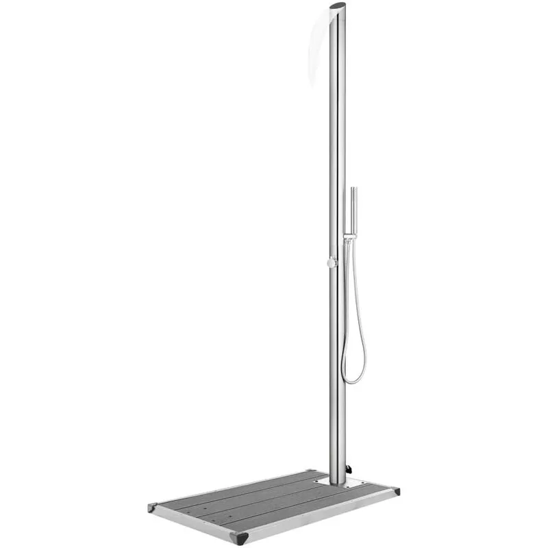 Ducha de jardín con base gris 225 cm acero inoxidable Vidaxl Gris barato