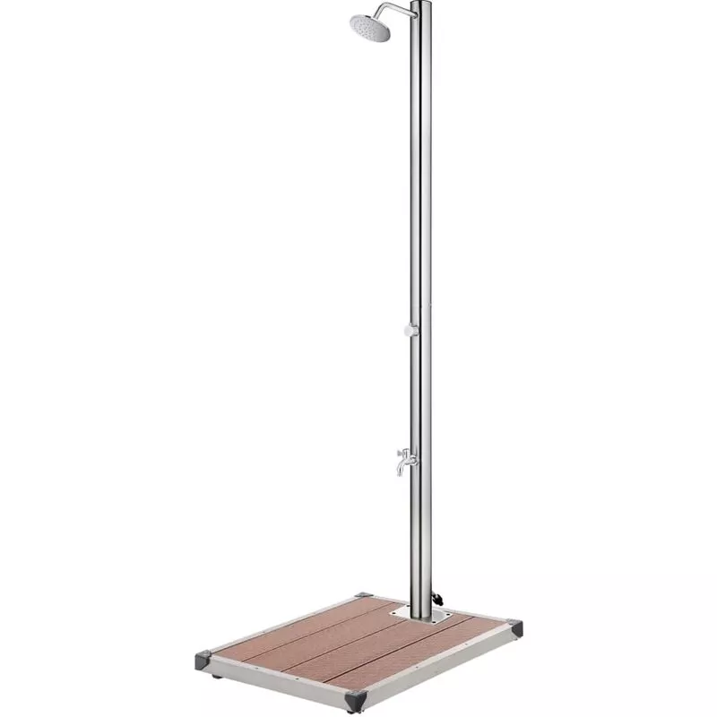 Ducha de jardín con base marrón 220 cm acero inoxidable Vidaxl Marrón barato