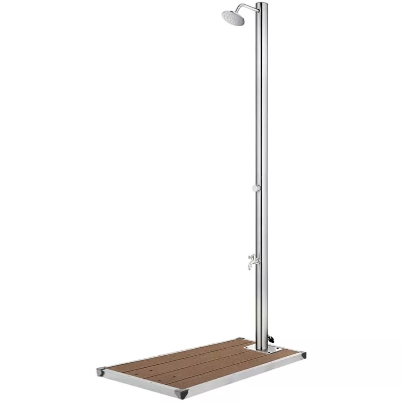 Ducha de jardín con base marrón 220 cm acero inoxidable Vidaxl Marrón barato