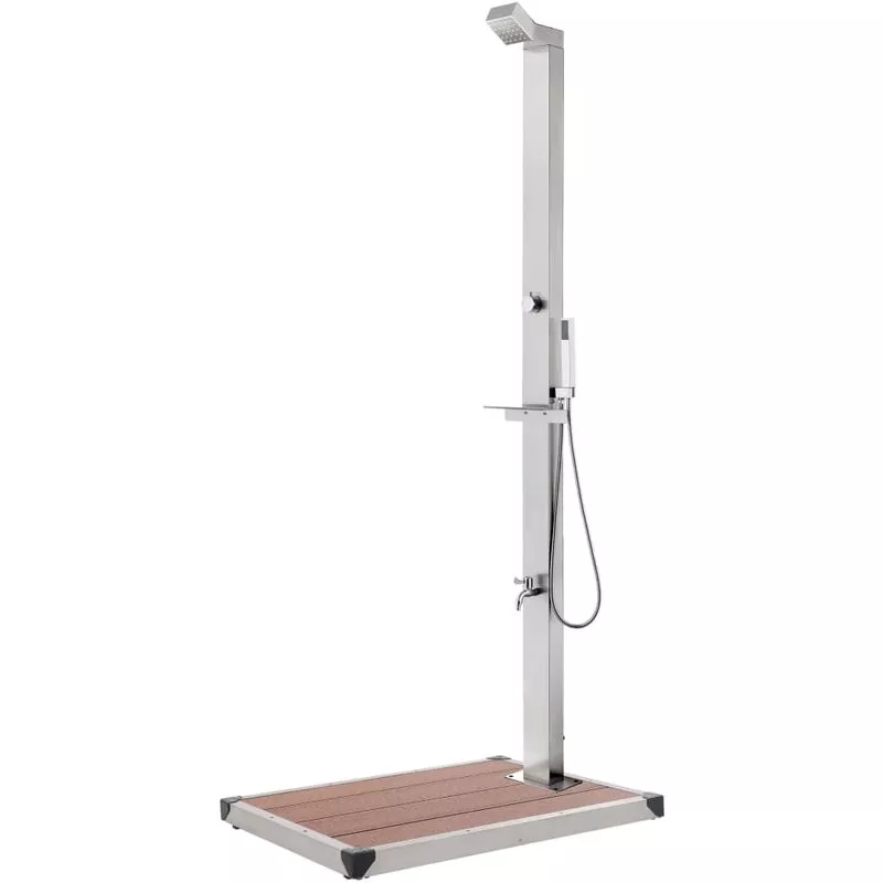 Ducha de jardín con base marrón 225 cm acero inoxidable Vidaxl Marrón barato