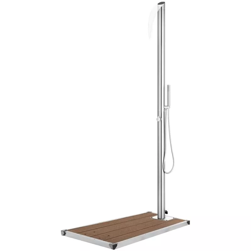 Ducha de jardín con base marrón 225 cm acero inoxidable Vidaxl Marrón barato
