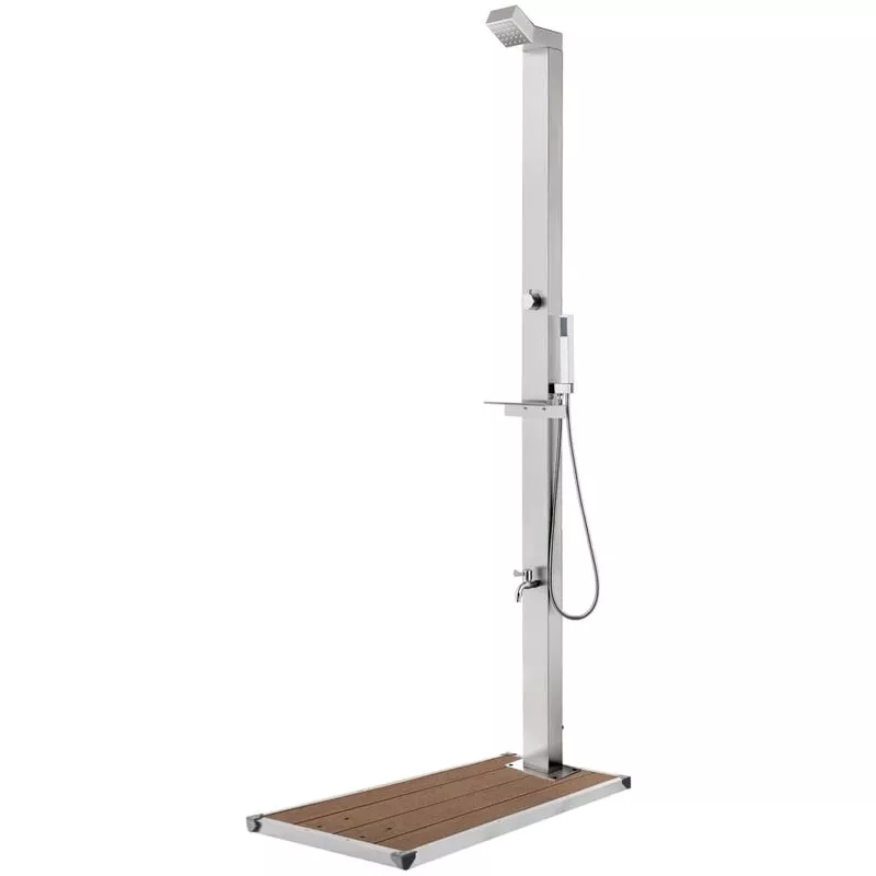 Ducha de jardín con base marrón 225 cm acero inoxidable Vidaxl Marrón barato