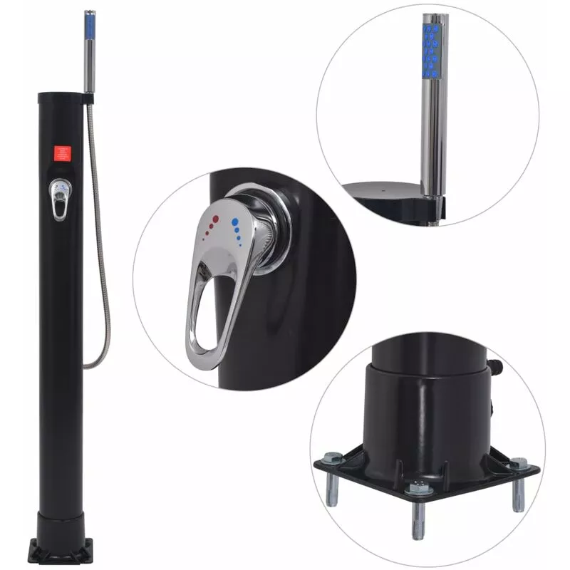 Ducha solar 8 L PVC acero - Negro barato
