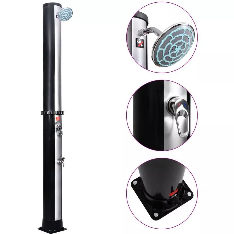 Ducha solar de jardín con alcachofa y grifo 40 L - Negro barato