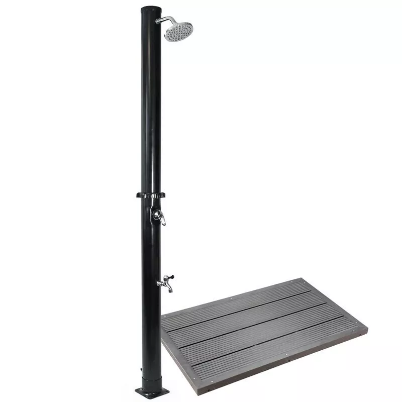 Ducha Solar Negra Con Cabezal De Ducha Efecto Lluvia 20L Con Elemento De Suelo Ducha Exterior En Oferta Ducha Solar Negra Con Cabezal De Ducha Efecto Lluvia 20L Con Elemento De Suelo Ducha Exterior Barato