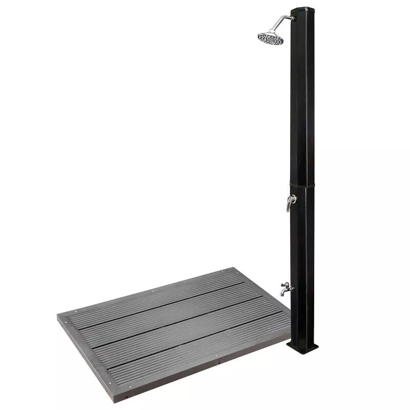 Ducha Solar Negra Con Cabezal De Ducha Efecto Lluvia 35L Con Elemento De Suelo Ducha Exterior En Oferta Ducha Solar Negra Con Cabezal De Ducha Efecto Lluvia 35L Con Elemento De Suelo Ducha Exterior Barato