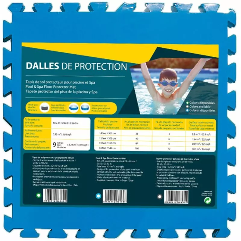 Eco - Protector Suelo Goma Estandar Azul 3,24M² 60 Cm X 60 Cm X 8 Mm (9 Piezas) En Oferta Eco - Protector Suelo Goma Estandar Azul 3