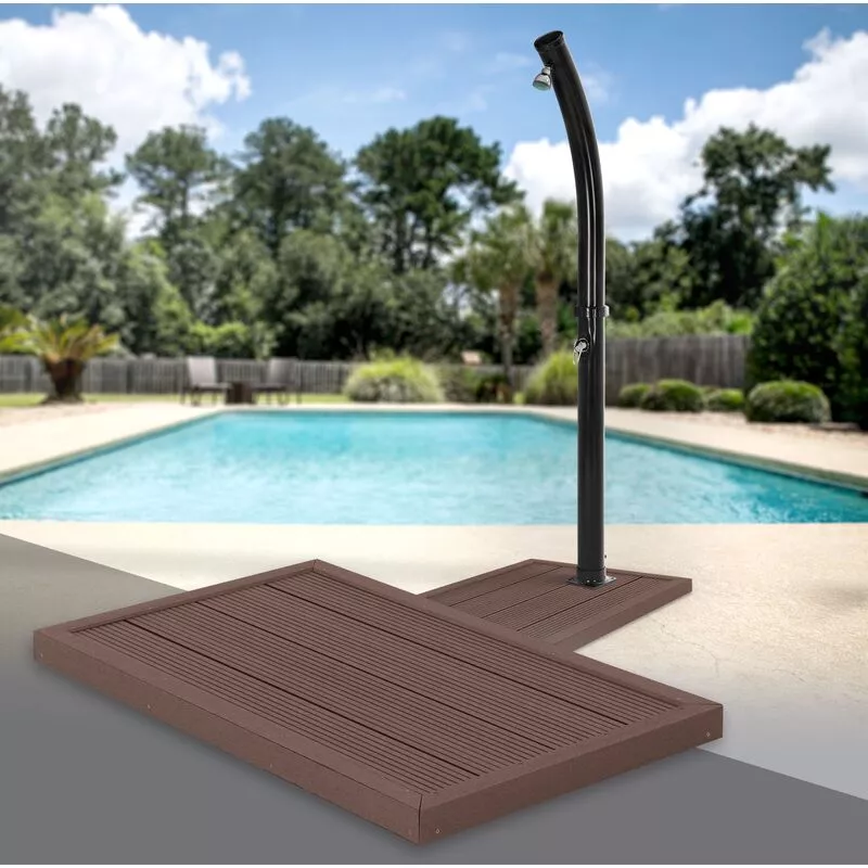 Elemento de suelo marrón para ducha solar de piscina jardín de wpc 101x5