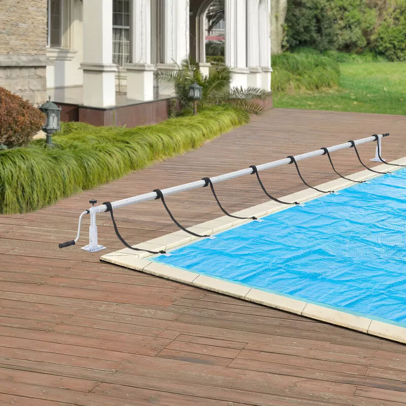 Enrollador de cubierta de piscina Oliveti longitud ajustable de 147 a 555 cm multicolor [en.casa] barato