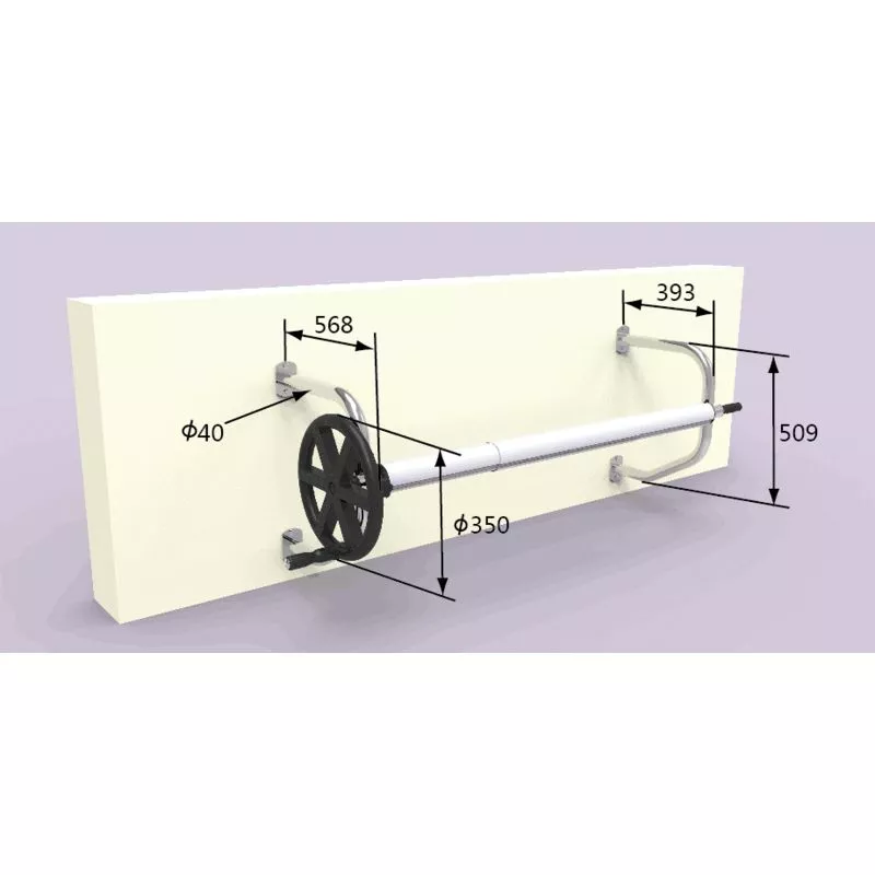 Enrollador en acero inox para mantas de burbujas extensible. para piscinas de hasta 5.50 metros de ancho con tubo de 102mm de Ø con soporte de pared barato