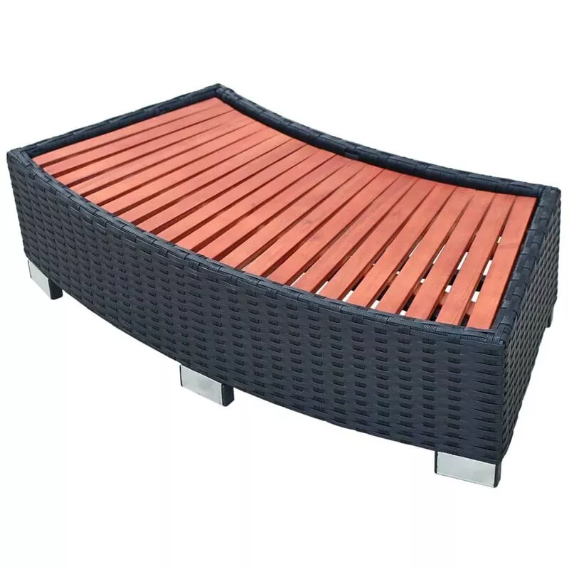 Escalón para bañera hidromasaje poli ratán 92x45x25 cm negro Vidaxl Negro barato