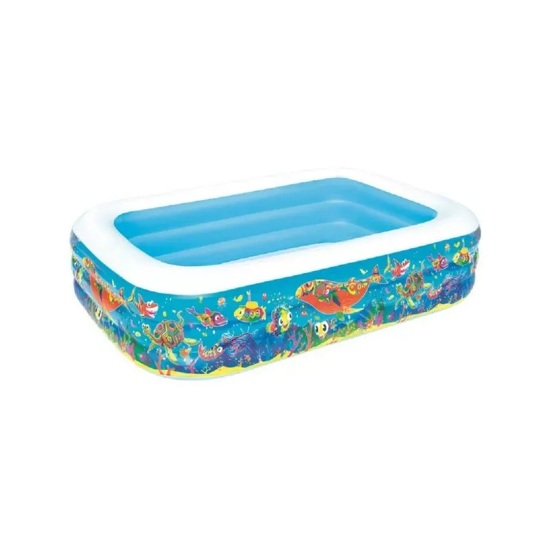 Familia Rectangular Familia Piscina inflable 3 anillos Fantasía Fish 229x152x56cm 54120 barato