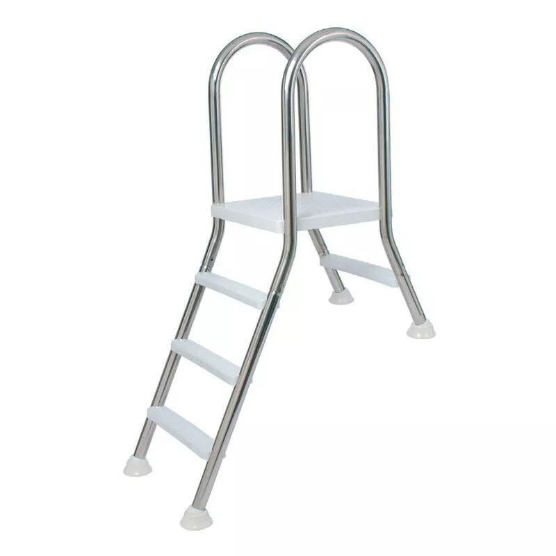 Flexinox - Escalera de piscina modelo de puente semielevado en acero inoxidable A304L de 1+4 peldaños de plástico barato