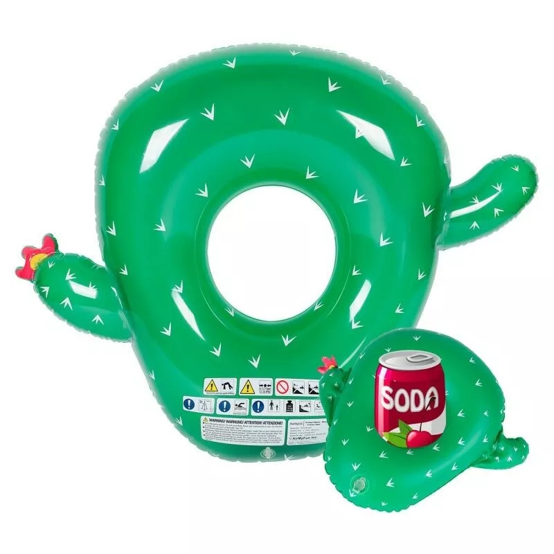 Flotador XXL y Posavaso inflable para piscina y playa - Cactus - Multicolor barato